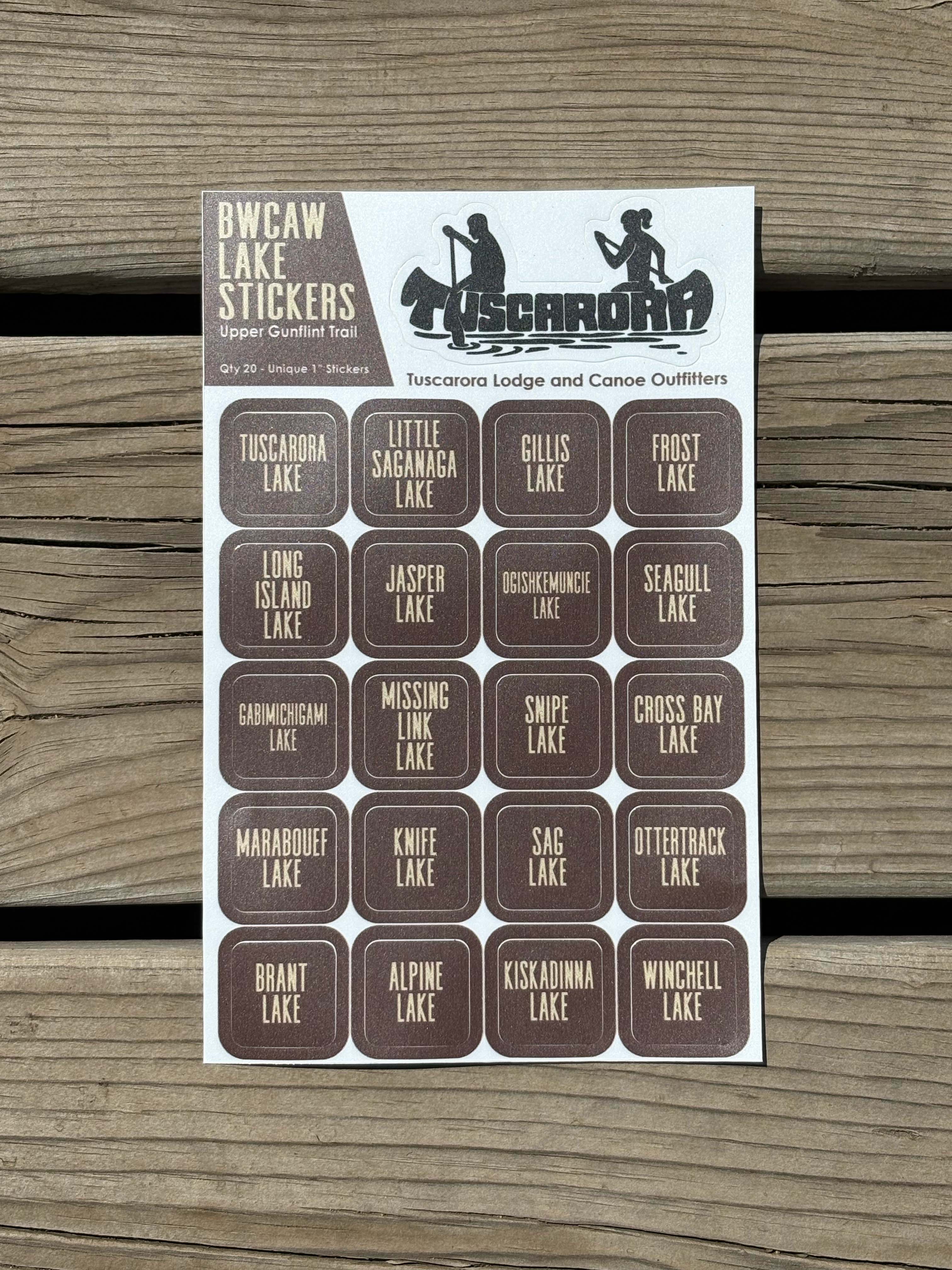 BWCAW Lakes and Tuscarora Stickers