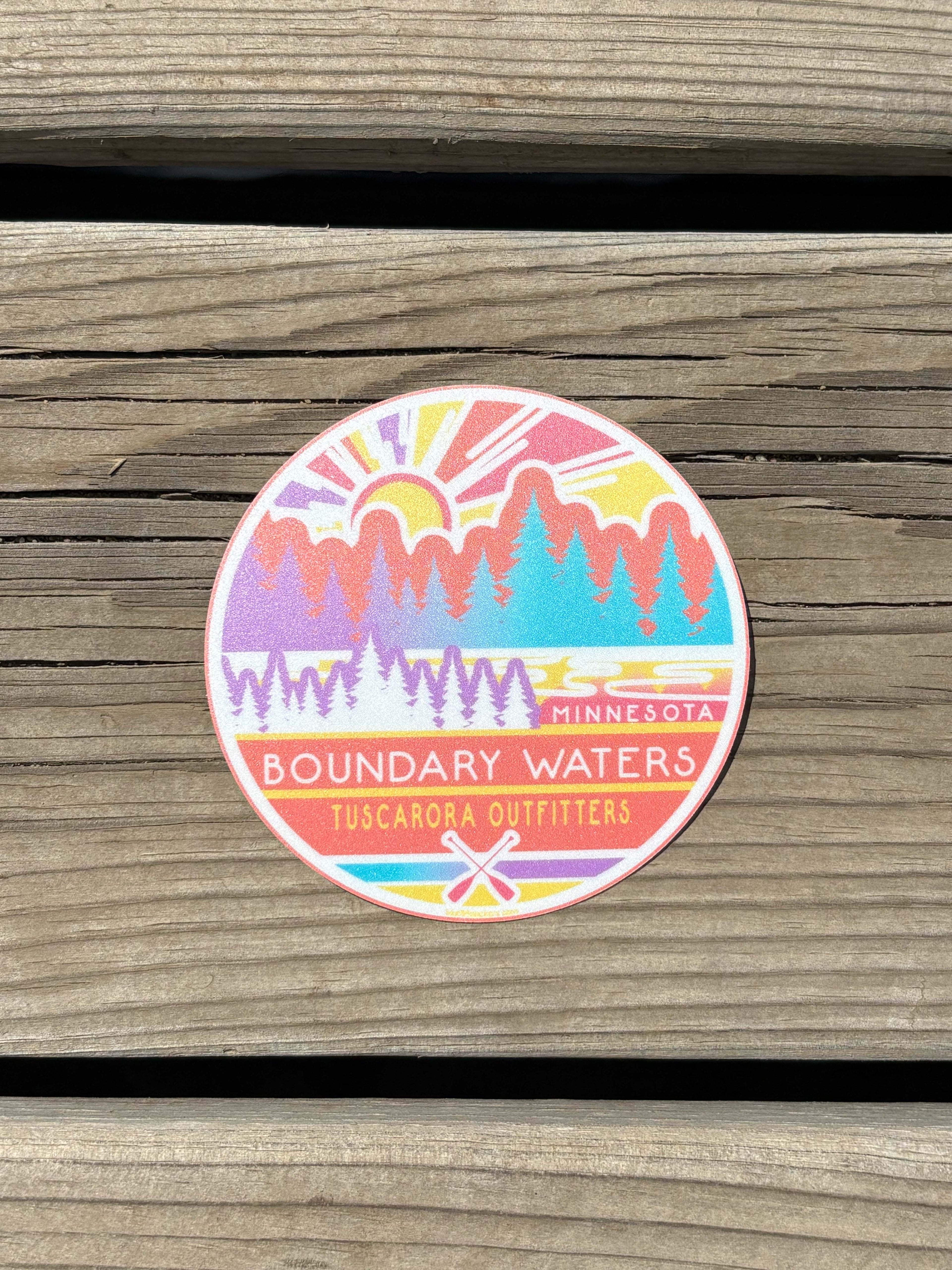 Neon Sunrise Boundary Waters Sticker