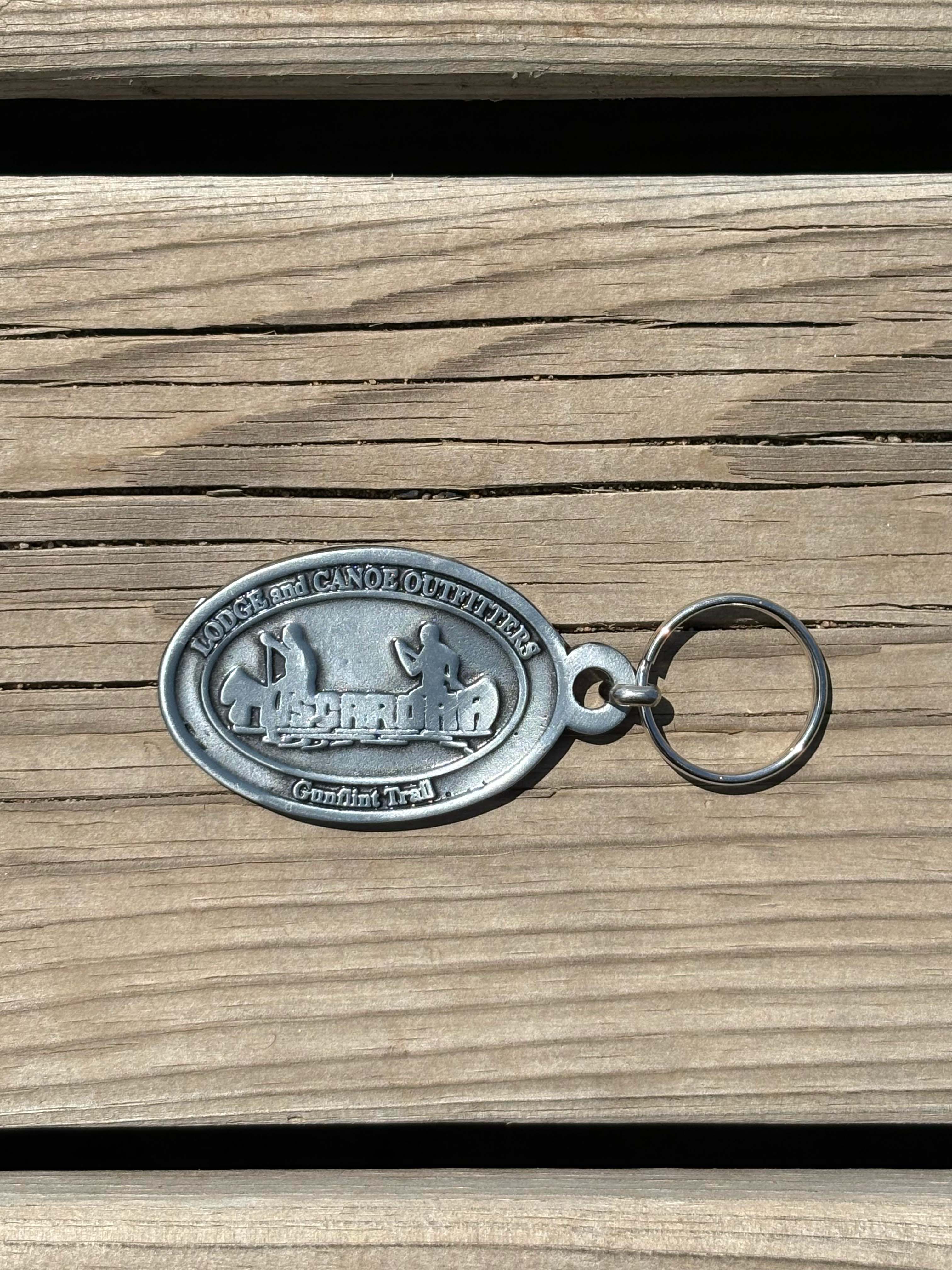 Metal Tuscarora Lodge and Canoe Outfitters Keychain